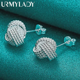 925 Silver Tie Knot Stud Earrings for Women Wedding Engagement