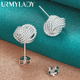925 Silver Tie Knot Stud Earrings for Women Wedding Engagement
