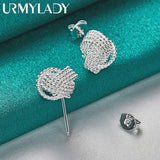 925 Silver Tie Knot Stud Earrings for Women Wedding Engagement