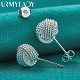 925 Silver Tie Knot Stud Earrings for Women Wedding Engagement