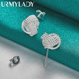 925 Silver Tie Knot Stud Earrings for Women Wedding Engagement