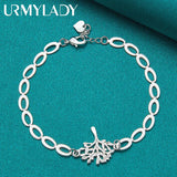 925 Silver Tree Heart Chain Bracelet for Women Wedding Engagement Party
