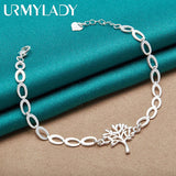 925 Silver Tree Heart Chain Bracelet for Women Wedding Engagement Party