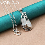 925 Silver Water Drop Necklace 16-30 Inch Pendant Women Wedding Jewelry