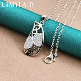 925 Silver Water Drop Necklace 16-30 Inch Pendant Women Wedding Jewelry