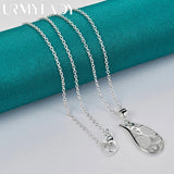925 Silver Water Drop Necklace 16-30 Inch Pendant Women Wedding Jewelry