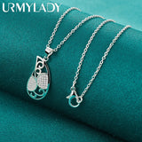 925 Silver Water Drop Necklace 16-30 Inch Pendant Women Wedding Jewelry