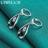 925 Silver Water Drop Zircon Earrings