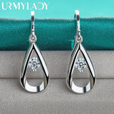 925 Silver Water Drop Zircon Earrings