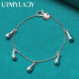 925 Silver Water Drop Bracelet Wedding Engagement Party Jewelry