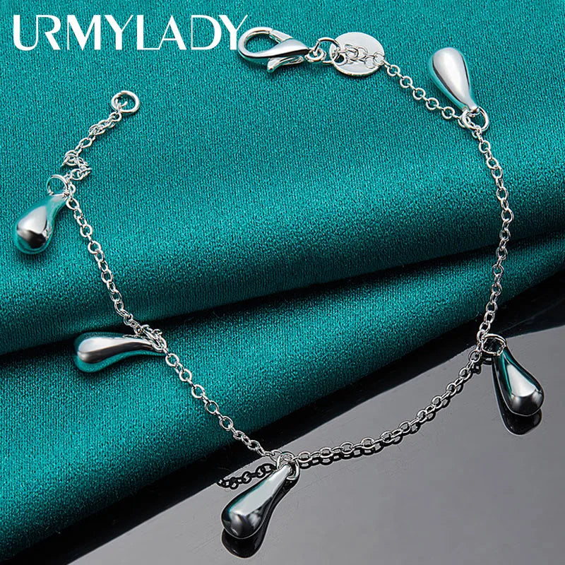925 Silver Water Drop Bracelet Wedding Engagement Party Jewelry
