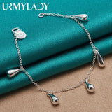 925 Silver Water Drop Bracelet Wedding Engagement Party Jewelry