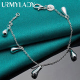 925 Silver Water Drop Bracelet Wedding Engagement Party Jewelry