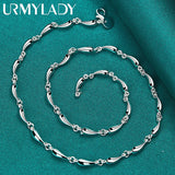 925 Silver Water Drop Chain Necklace 18 Inch Women Wedding Engagement