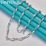 925 Silver Water Drop Chain Necklace 18 Inch Women Wedding Engagement