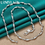 925 Silver Water Drop Chain Necklace 18 Inch Women Wedding Engagement