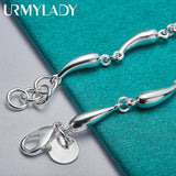 925 Silver Water Drop Chain Bracelet Wedding Party Gift Jewelry
