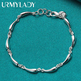 925 Silver Water Drop Chain Bracelet Wedding Party Gift Jewelry