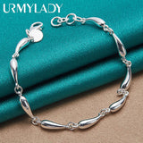 925 Silver Water Drop Chain Bracelet Wedding Party Gift Jewelry