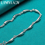 925 Silver Water Drop Chain Bracelet Wedding Party Gift Jewelry