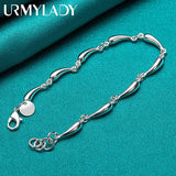 925 Silver Water Drop Chain Bracelet Wedding Party Gift Jewelry