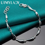 925 Silver Water Drop Chain Bracelet Wedding Party Gift Jewelry