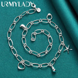 925 Silver Water Drop Star Heart Charm Necklace For Women