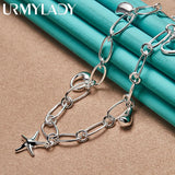 925 Silver Water Drop Star Heart Charm Necklace For Women