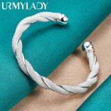 925 Sterling Silver Weave Twine Bangles Bracelet For Women
