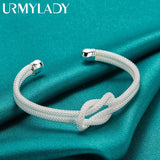 925 Silver Knot Bangles Bracelet For Women Wedding Charm Jewelry