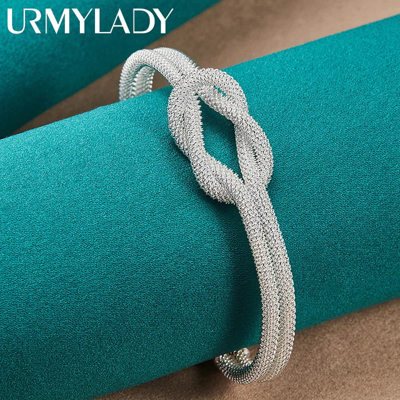 925 Silver Knot Bangles Bracelet For Women Wedding Charm Jewelry