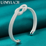 925 Silver Knot Bangles Bracelet For Women Wedding Charm Jewelry