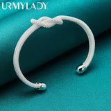 925 Silver Knot Bangles Bracelet For Women Wedding Charm Jewelry
