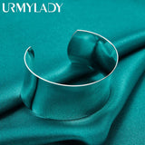 925 Sterling Silver Women's Charm Bangle Bracelet Jewelry