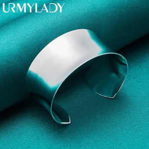 925 Sterling Silver Women's Charm Bangle Bracelet Jewelry