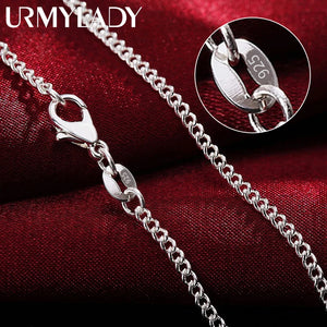 925 Silver 2MM Sideways Chain Necklace for Men Women