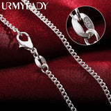 925 Silver 2MM Sideways Chain Necklace for Men Women