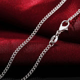 925 Silver 2MM Sideways Chain Necklace for Men Women