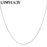 925 Silver 2MM Sideways Chain Necklace for Men Women