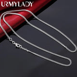 925 Silver 2MM Sideways Chain Necklace for Men Women