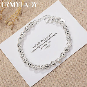 925 Sterling Silver Bracelet Hollow Ball Chain Wedding Party Jewelry