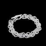 Round Buckle Charm Bracelet 925 Silver OT Chain For Women