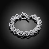 Round Buckle Charm Bracelet 925 Silver OT Chain For Women