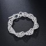 Round Buckle Charm Bracelet 925 Silver OT Chain For Women