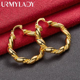 24K Round Twist Hoop Earrings for Women