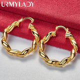 24K Round Twist Hoop Earrings for Women