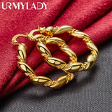 24K Round Twist Hoop Earrings for Women