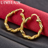 24K Round Twist Hoop Earrings for Women