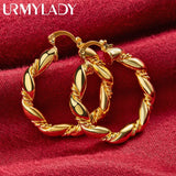 24K Round Twist Hoop Earrings for Women