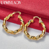 24K Round Twist Hoop Earrings for Women